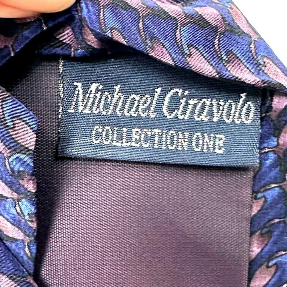 Michael Ciravolo Christopher Reeve Collection Silk Tie Blue Purple Geometric USA